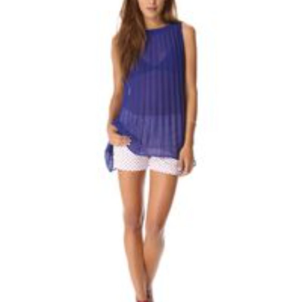 Club Monaco Pleated Cobalt Blue Tie-Back Top